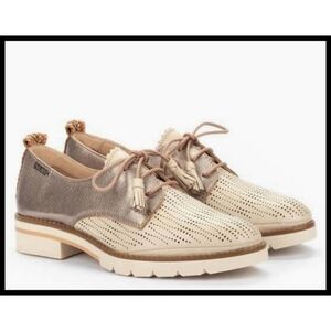 PIKOLINOS Sitges Perforated Leather Oxford Tassel Lace Up Loafers 39 8.5 9